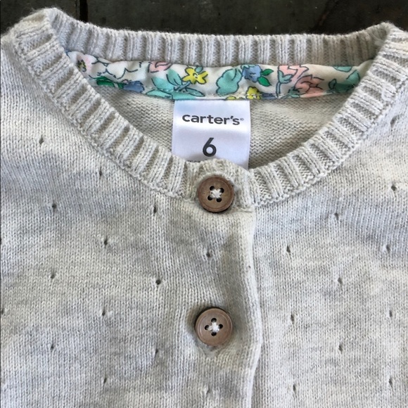 Carter’s Pointelle Light Gray Cardigan - Picture 4 of 5